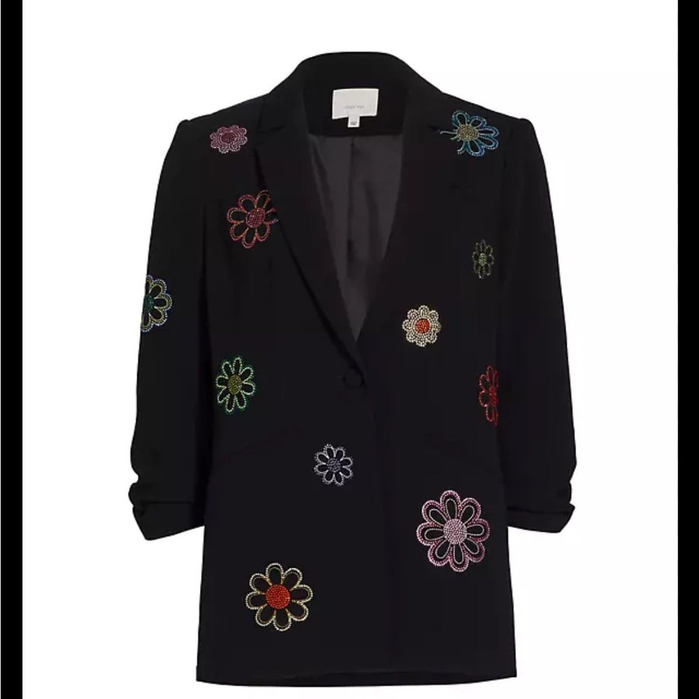 NWT Cinq a Sept Khloe Jacket with Flower Daisies Rhinestone Size 4